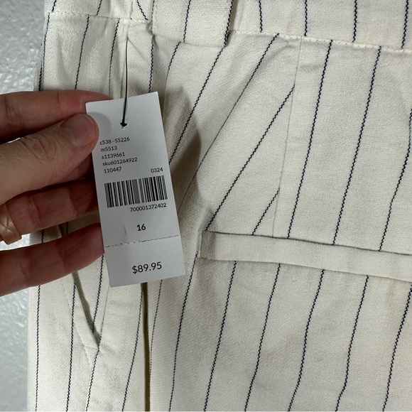 NEW Lane Bryant Wide Leg Linen Blend Trouser Pants Women's 16 Cream Stripes - Picture 6 of 10